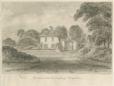 Leigh - "Park Hall": sepiateckning, 1841 av George Buckler