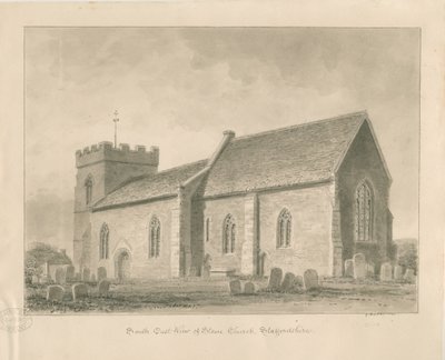 Stowe kyrka: sepia tvätt ritning av George Buckler