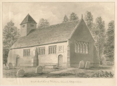 Whitmore Church: sepiateckning, 1841 av George Buckler
