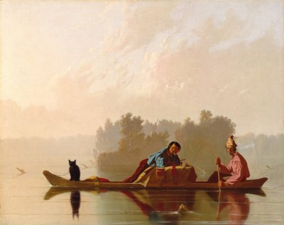 Pälshandlare på väg ned i Missouri av George Caleb Bingham