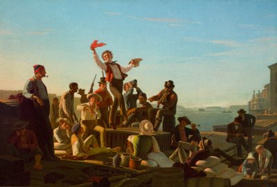 Jolly Flatboatmen i hamn av George Caleb Bingham