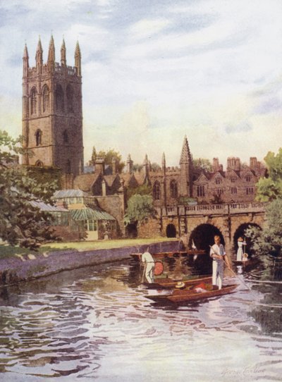 Oxford: Magdalen College och Bridge från Cherwell av George Carline