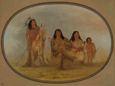 En svartfotshövding, hans fru och en medicinman, 18611869. av George Catlin
