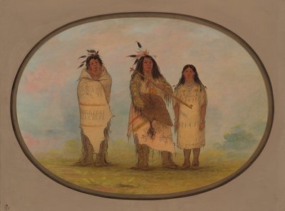 En cheyennehövding, hans fru och en medicinman, 18611869. av George Catlin