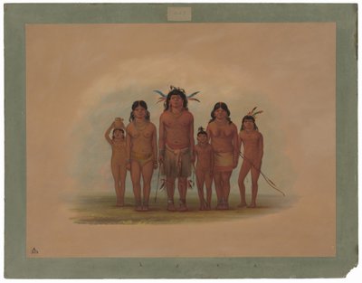 En Connibo indisk familj av George Catlin