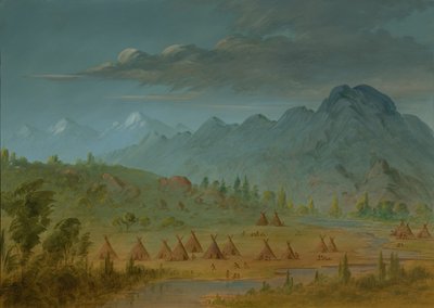 A Crow Village och Salmon River Mountains, 18551869. av George Catlin