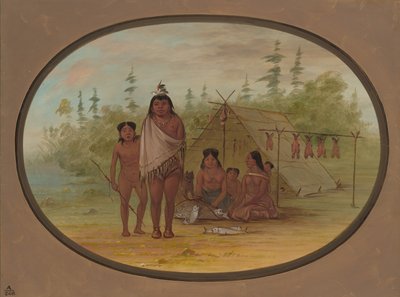 En platthuvud med sin familj, 18551869. av George Catlin