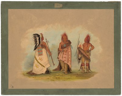 En Pawnee Chief med två krigare av George Catlin