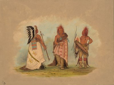 En Pawnee-hövding med två krigare, 18611869. av George Catlin