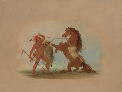 En Pawnee-krigare som offrar sin favorithäst, 18611869. av George Catlin