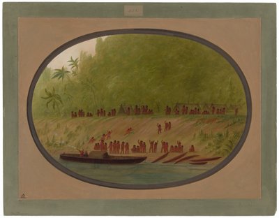 A Small Orejona Village av George Catlin