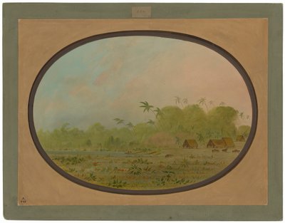 En liten by med Remos-indianer av George Catlin