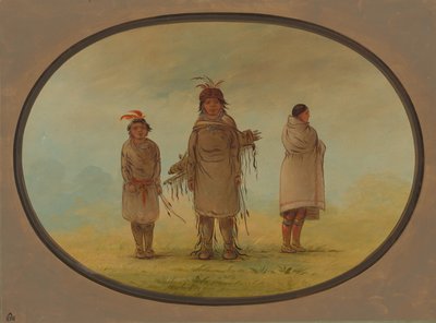 En stenkrigare, hans fru och en pojke, 18551869. av George Catlin