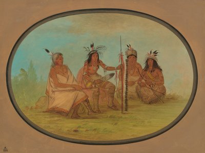 En åldrad Ojibbeway-hövding och tre krigare, 18611869. av George Catlin