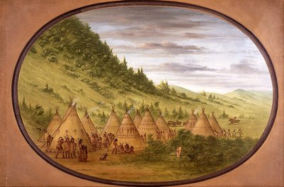 En ojibweby med tält av skinn av George Catlin