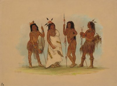 Apachehövding och tre krigare, 18551869. av George Catlin