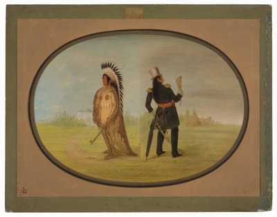 Assiniboine-hövding före och efter civilisationen av George Catlin