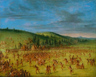 Choctaw-folkets bollspel--Boll upp av George Catlin