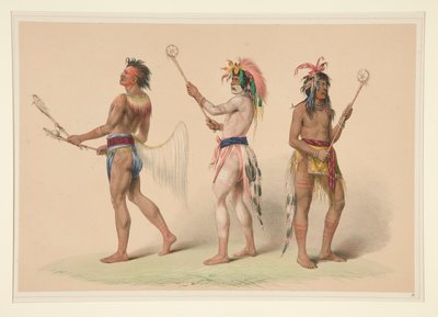 Bollspelare, pl. 21 från North American Indian Portfolio av George Catlin