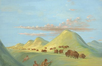Batiste, Bogard och jag närmar oss Buffalo vid Missouri av George Catlin