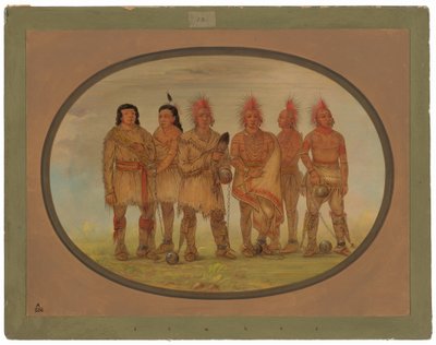Black Hawk och fem andra Saukie-fångar av George Catlin