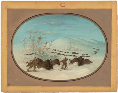 Buffalo Chase in the Snow Drifts - Ojibbeway av George Catlin