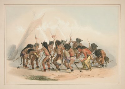 Buffeldans, pl. 8 från North American Indian Portfolio av George Catlin