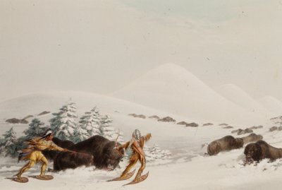 Buffeljakt på snöskor av George Catlin