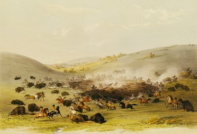 Buffalo Hunt, Surround, ca 1832 av George Catlin