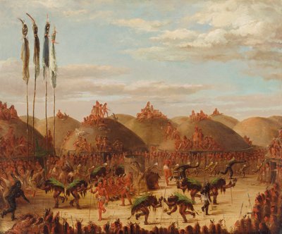Tjurdans, Mandan O-kee-pa-ceremoni, 1832. av George Catlin