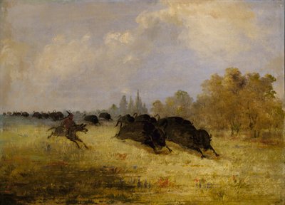 Caddoindianer jagar bufflar, Cross Timbers, Texas av George Catlin
