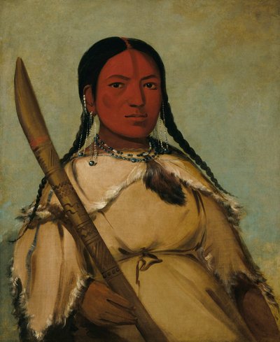 Chin-cha-pee, eldinsekt som kryper, fru till duvans ägghuvud av George Catlin