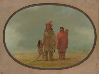 Kopparhövding, hans hustru och barn, 18551869. av George Catlin