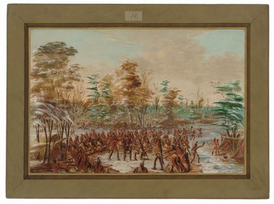 De Tonty ber om fred i den irokesiska byn. 2 januari 1680 av George Catlin