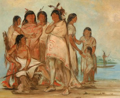 Du-cór-re-a, stammens hövding, och hans familj av George Catlin