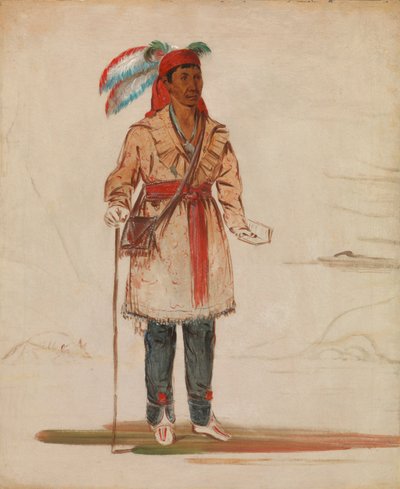 Ee-tów-o-kaum, båda sidor av floden, stammens hövding av George Catlin