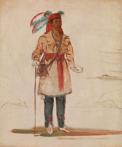 Ee-tów-o-kaum, båda sidor av floden, stamhövding, 1836. av George Catlin