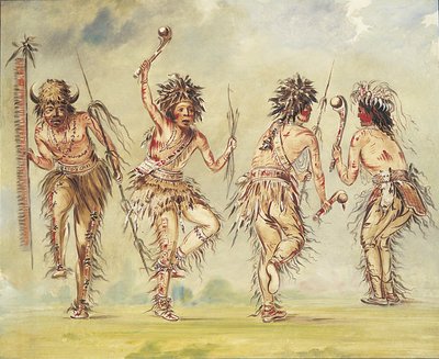 Fyra dansare, 1843-1844. av George Catlin