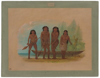 Fyra Fuegian indianer av George Catlin