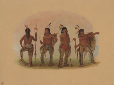 Fyra Navaho Warriors, 18611869. av George Catlin