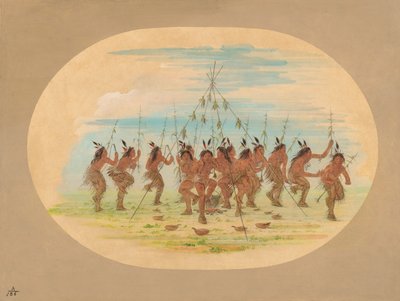 Grön majsdans - Minatarrees, 1861. av George Catlin