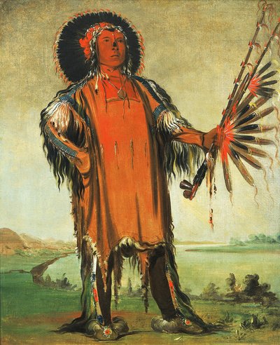 Ha-na-tá-nu-maúk, varghövding, stammens överhuvud av George Catlin