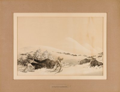 Jakt på bufflar på snö - nr 15 av George Catlin