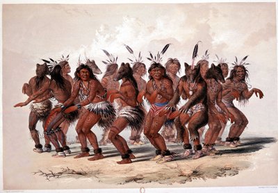 Indian Bear Dance - Litografi av George Catlin av George Catlin