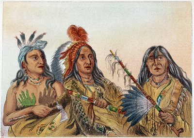 Indians of America: Porträtt av Sioux-hövdingar vars rivalitet var konstant. Illustration av George Catlin (1794-1872) av George Catlin