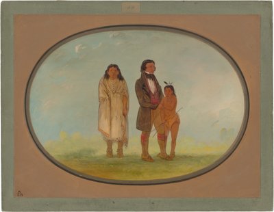 Kaskaskia chef, hans mor och son av George Catlin