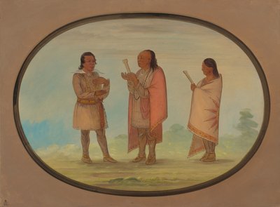 Kickapoo-indianer predikar och ber, 18611869. av George Catlin