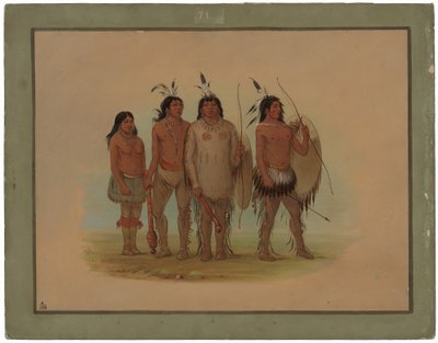 Kiowahövdingen, hans hustru och två krigare av George Catlin