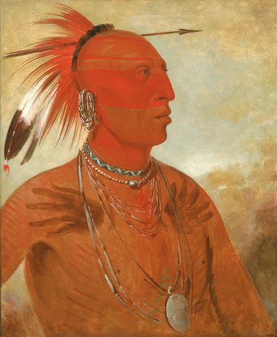 La-wáh-he-coots-la-sháw-no, Modig hövding, en Skidi (varg) Pawnee av George Catlin
