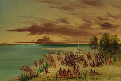 La Salle gör anspråk på Louisiana för Frankrike. 9 april 1682, 18471848. av George Catlin